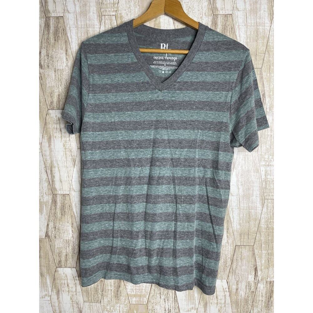 B2 Original Tri-blend Striped‎ Men's T-Shirt Medium V-Neck
